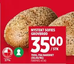 Meny NYSTEKT SOFIES GROVBRØD tilbud