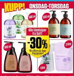 Europris Alle håndsåper fra Soft! tilbud