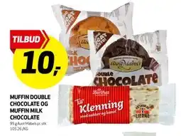 Bunnpris MUFFIN DOUBLE CHOCOLATE OG MUFFIN MILK CHOCOLATE tilbud