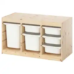 IKEA Trofast Oppbevaringskombinasjon med bokser, hvitbeiset furu/hvit, 93x44x52 cm tilbud