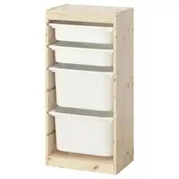 IKEA Trofast Oppbevaringskombinasjon med bokser, hvitbeiset furu/hvit, 44x30x91 cm tilbud