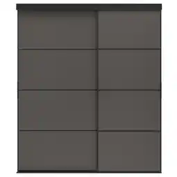 IKEA Skytta / mehamn Skyvedørkombinasjon, svart/dobbeltsidig mørk grå, 177x205 cm tilbud