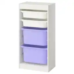 IKEA Trofast Oppbevaringskombinasjon med bokser, hvit hvit/lilla, 46x30x94 cm tilbud