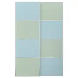 IKEA Mehamn Skyvedører par, aluminium dobbeltsidig/lys blå lys grønn, 150x236 cm tilbud
