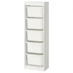 IKEA Trofast Oppbevaringskombinasjon med bokser, hvit/hvit, 46x30x145 cm tilbud