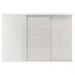 IKEA Skytta / hokksund Skyvedørkombinasjon, hvit/høyglanset lys grå, 301x205 cm tilbud