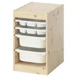 IKEA Trofast Oppbevaring med boks/brett, hvitbeiset furu/hvit, 32x44x52 cm tilbud