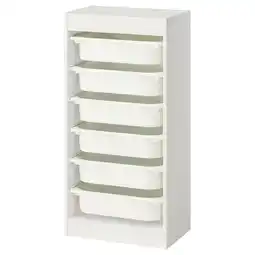 IKEA Trofast Oppbevaringskombinasjon med bokser, hvit/hvit, 46x30x94 cm tilbud