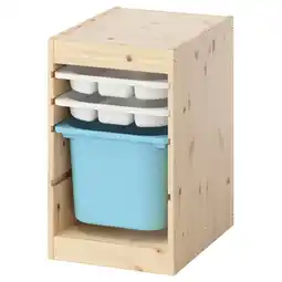 IKEA Trofast Oppbevaring med boks/brett, hvitbeiset furu hvit/lys blå, 32x44x52 cm tilbud