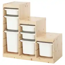 IKEA Trofast Oppbevaringskombinasjon med bokser, hvitbeiset furu/hvit, 94x44x91 cm tilbud