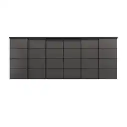 IKEA Skytta / mehamn Skyvedørkombinasjon, svart/dobbeltsidig mørk grå, 603x240 cm tilbud