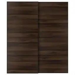 IKEA Mehamn Skyvedører par, svart/dobbeltsidig mørk brun eikemønstret, 200x236 cm tilbud