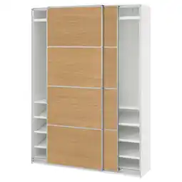 IKEA Pax / mehamn Skyvedørsgarderobe, hvit aluminium/dobbeltsidig eikemønstret, 150x43x201 cm tilbud