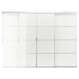IKEA Skytta / fÄrvik Skyvedørkombinasjon, aluminium/hvit glass, 326x240 cm tilbud