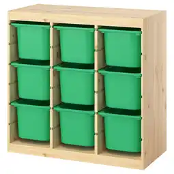 IKEA Trofast Oppbevaringskombinasjon med bokser, romavdeler/hvitbeiset furu klargrønn, 93x44x91 cm tilbud