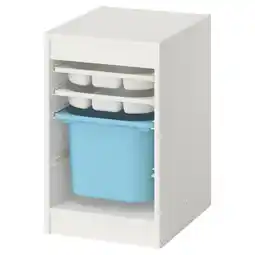 IKEA Trofast Oppbevaring med boks/brett, hvit hvit/lys blå, 34x44x56 cm tilbud