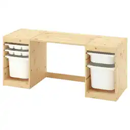 IKEA Trofast Skrivebord oppbevaringsbokser/brett, hvitbeiset furu/hvit hvit, 124x44x52 cm tilbud