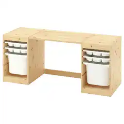 IKEA Trofast Skrivebord oppbevaringsbokser/brett, hvitbeiset furu/hvit, 124x44x52 cm tilbud