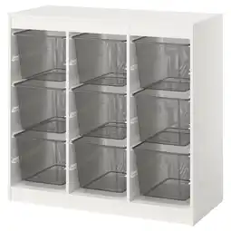 IKEA Trofast Oppbevaringskombinasjon med bokser, romavdeler/hvit mørk grå, 99x44x94 cm tilbud