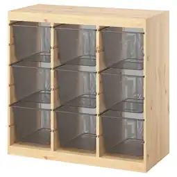 IKEA Trofast Oppbevaringskombinasjon med bokser, romavdeler/hvitbeiset furu mørk grå, 93x44x91 cm tilbud