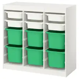 IKEA Trofast Oppbevaringskombinasjon med bokser, romavdeler/hvit klargrønn, 99x44x94 cm tilbud