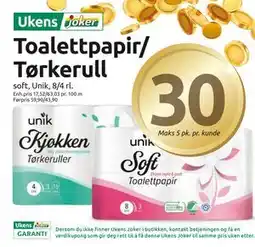 Joker Toalettpapir/ Tørkerull tilbud