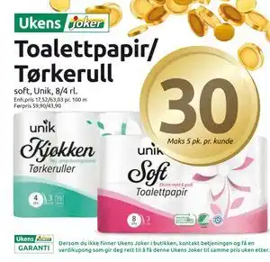 Joker Toalettpapir/ Tørkerull tilbud