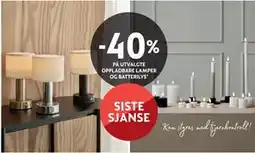 Bohus 40% PÅ UTVALGTE OPPLADBARE LAMPER OG BATTERILYS tilbud