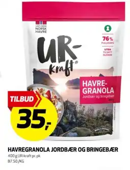 Bunnpris Havregranola jordbær og bringebær tilbud