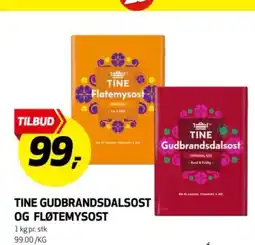 Bunnpris Tine gudbrandsdalsost og fløtemysost tilbud