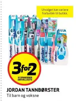 Bunnpris Jordan tannbørster Til barn og voksne tilbud