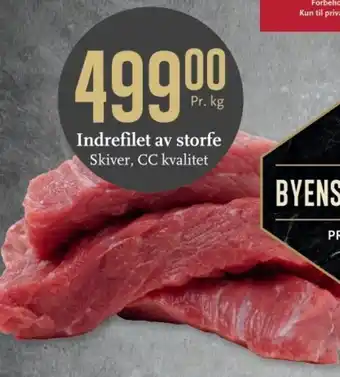 Indrefilet av storfe