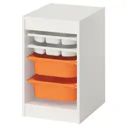 IKEA Trofast Oppbevaring med bokser/brett, hvit hvit/lys oransje, 34x44x56 cm tilbud