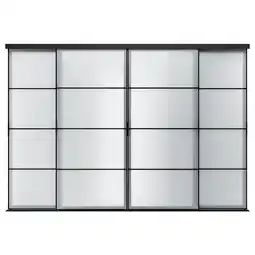 IKEA Skytta / svartisdal Skyvedørkombinasjon, svart/hvit papir, 351x240 cm tilbud