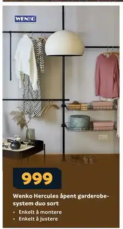 Megaflis Wenko Hercules åpent garderobesystem duo sort tilbud