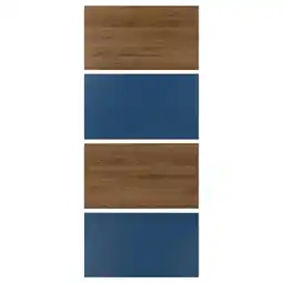 IKEA Mehamn 4 panel til skyvedør, valnøttmønstret/blå, 100x236 cm tilbud