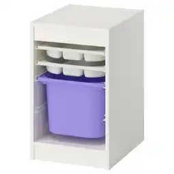 IKEA Trofast Oppbevaring med boks/brett, hvit hvit/lilla, 34x44x56 cm tilbud