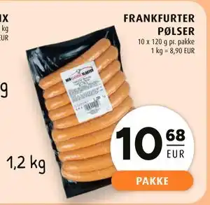 Scandinavian Park FRANKFURTER PØLSER, EUR 10.68 tilbud
