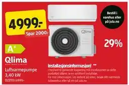 Jula Luftvarmepumpe 3,40 kW tilbud