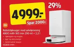 Jula Robotstøvsuger med selvtømming 4800 mAh 160 min 290 ml + 2,5 l tilbud