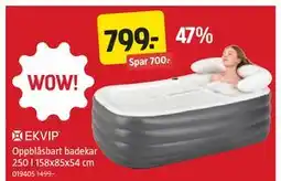 Jula Oppblåsbart badekar 250 l 158x85x54 cm tilbud