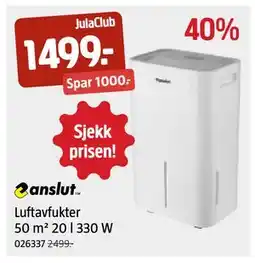 Jula Luftavfukter 50 m² 20 l 330 W, Medlemspris tilbud