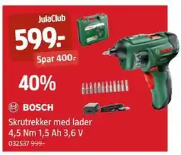 Jula Skrutrekker med lader 4,5 Nm 1,5 Ah 3,6 V, Medlemspris tilbud