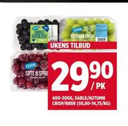 Meny Cevita druer tilbud