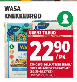 Meny WASA KNEKKEBRØD tilbud