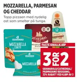 Meny MOZZARELLA, PARMESAN OG CHEDDAR tilbud