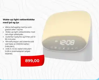Wake-up light vekkerklokke med lyd og lys