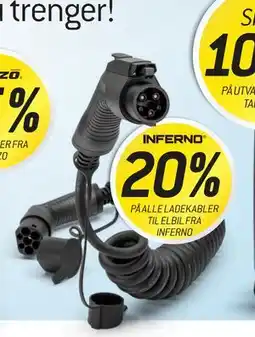 Thansen 20% PÅ ALLE LADEKABLER TIL ELBIL FRA INFERNO tilbud