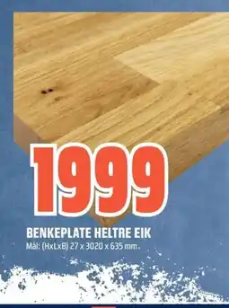Obs Bygg Benkeplate heltre eik tilbud