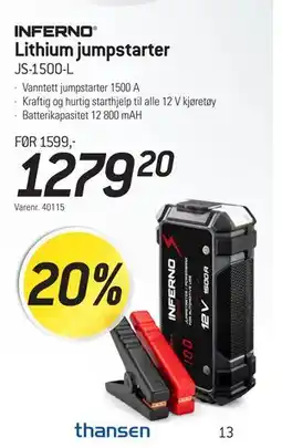 Thansen Lithium jumpstarter tilbud